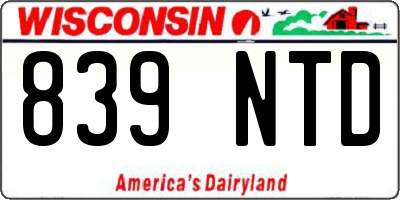 WI license plate 839NTD