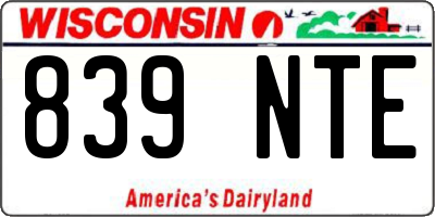 WI license plate 839NTE
