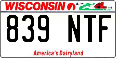 WI license plate 839NTF