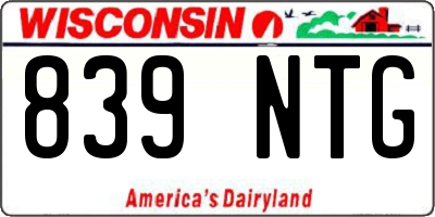 WI license plate 839NTG