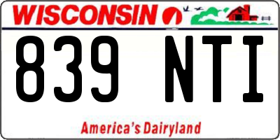 WI license plate 839NTI