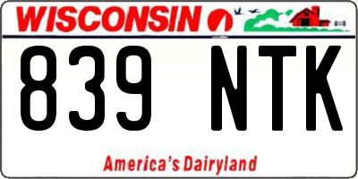 WI license plate 839NTK