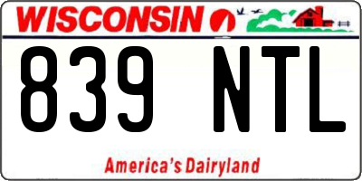 WI license plate 839NTL