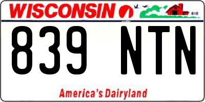 WI license plate 839NTN