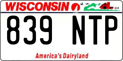 WI license plate 839NTP