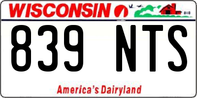 WI license plate 839NTS