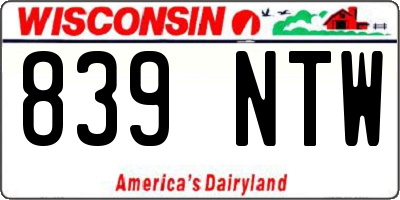 WI license plate 839NTW
