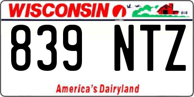 WI license plate 839NTZ
