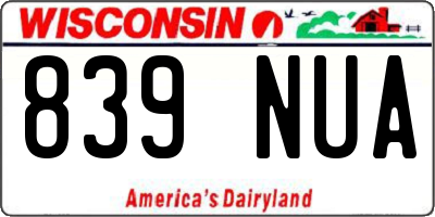 WI license plate 839NUA