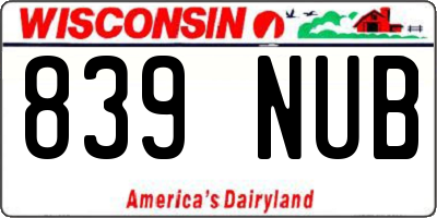 WI license plate 839NUB