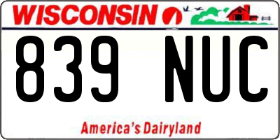 WI license plate 839NUC