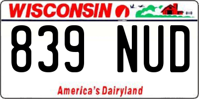 WI license plate 839NUD