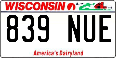 WI license plate 839NUE