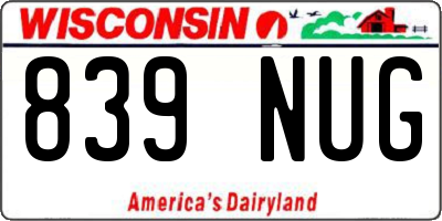 WI license plate 839NUG
