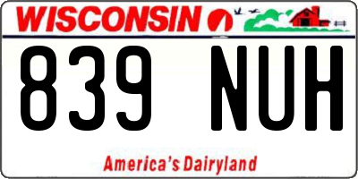 WI license plate 839NUH