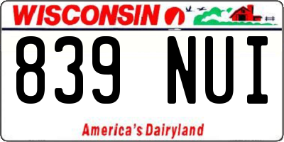 WI license plate 839NUI