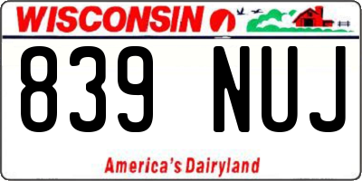 WI license plate 839NUJ
