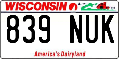 WI license plate 839NUK
