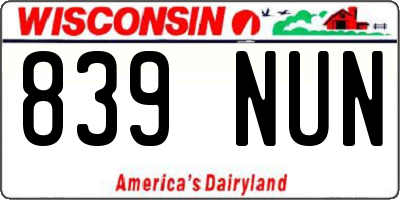 WI license plate 839NUN