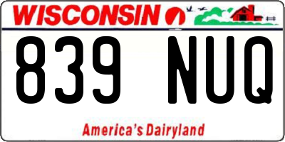 WI license plate 839NUQ