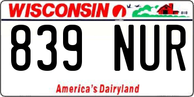 WI license plate 839NUR