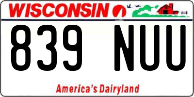 WI license plate 839NUU