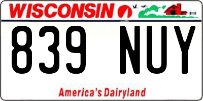 WI license plate 839NUY