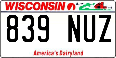 WI license plate 839NUZ