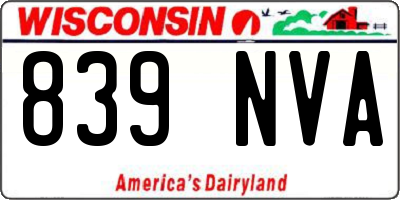 WI license plate 839NVA