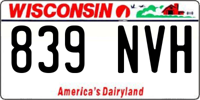 WI license plate 839NVH
