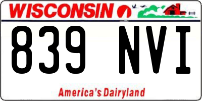 WI license plate 839NVI