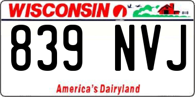 WI license plate 839NVJ