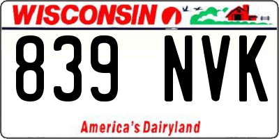 WI license plate 839NVK