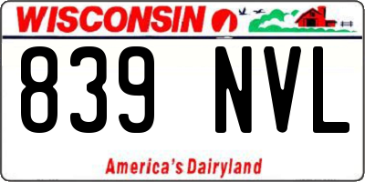 WI license plate 839NVL