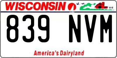 WI license plate 839NVM