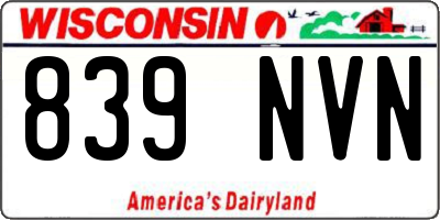 WI license plate 839NVN