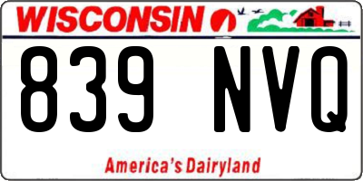 WI license plate 839NVQ