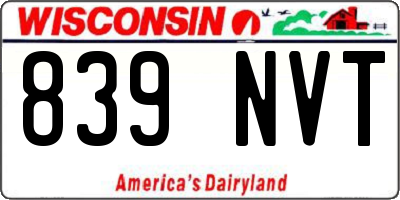 WI license plate 839NVT