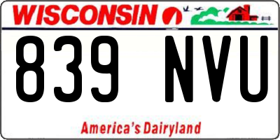WI license plate 839NVU