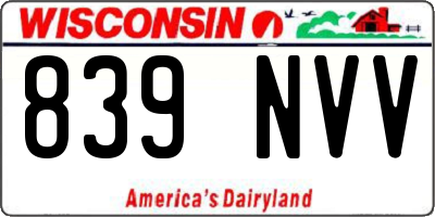 WI license plate 839NVV