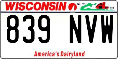 WI license plate 839NVW