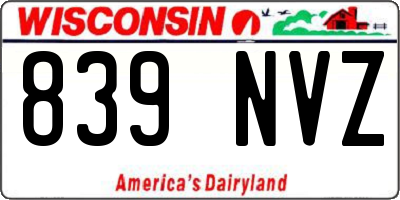WI license plate 839NVZ