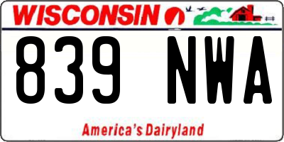 WI license plate 839NWA