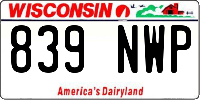 WI license plate 839NWP