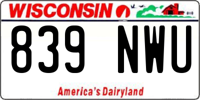 WI license plate 839NWU