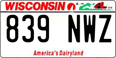 WI license plate 839NWZ