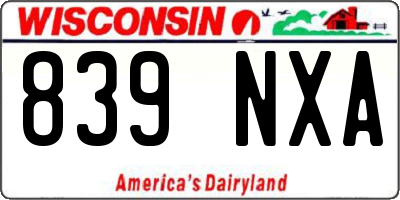 WI license plate 839NXA
