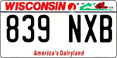 WI license plate 839NXB