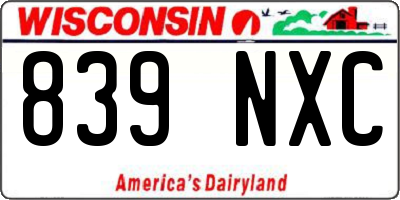 WI license plate 839NXC