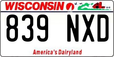 WI license plate 839NXD